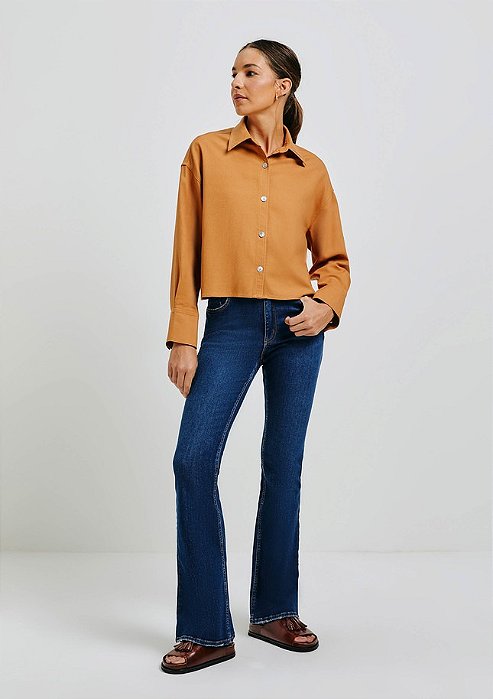 HERING CALÇA JEANS FEMININA FLARE CINTURA MÉDIA BÁSICOS DO BRASIL - AZUL