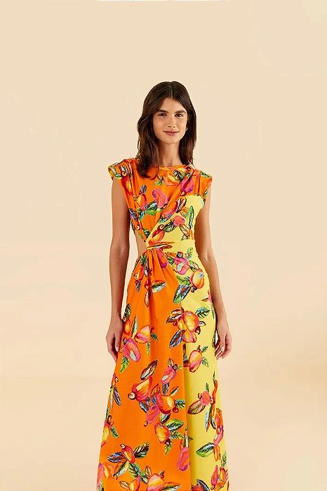 FARM VESTIDO MIDI CAJU CÉU