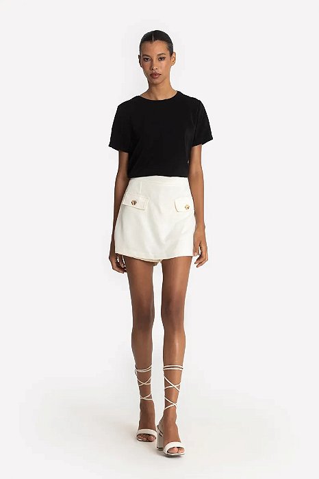 SLY BLUSA MANGA CURTA E DECOTE REDONDO EM CREPE