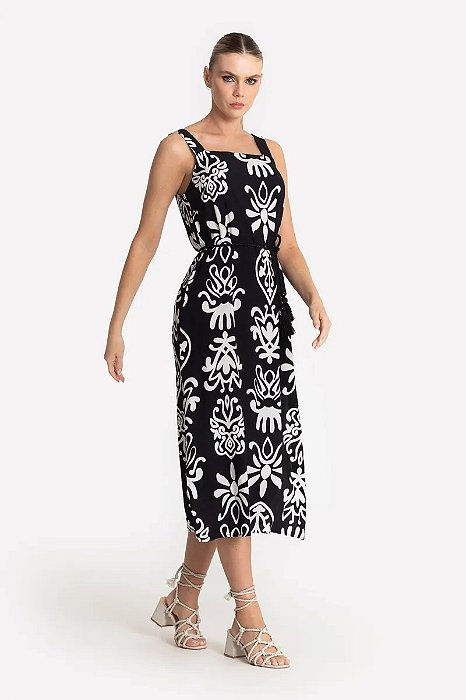 SLY VESTIDO MIDI ETNICO P & B