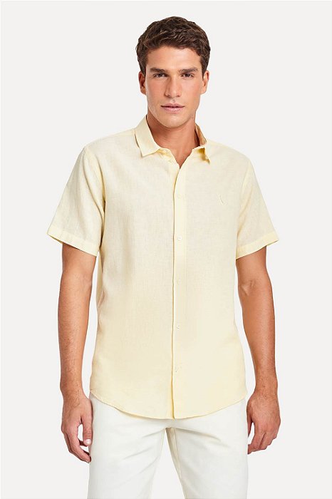 RESERVA CAMISA MC LINHO PIENZA AMARELO CLARO