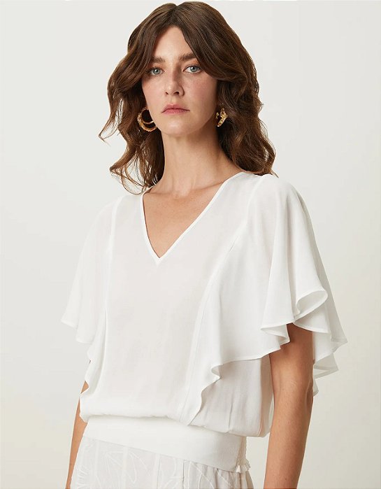 SHOULDER BLUSA MANGA FLARE DECOTE V