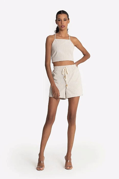 SLY SHORTS COM ELÁSTICO NA CINTURA EM TECIDO DE ALGODÃO TEXTURIZADO