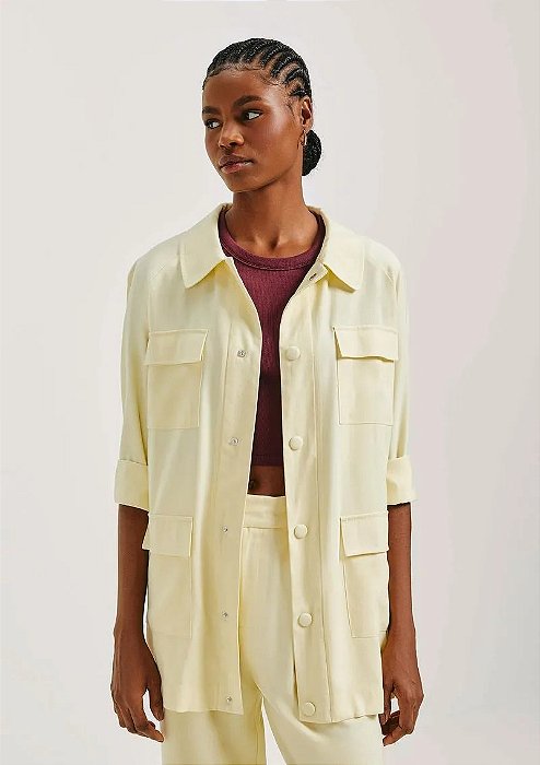 HERING CASACO PARKA FEMININO EM VISCOSE - AMARELO