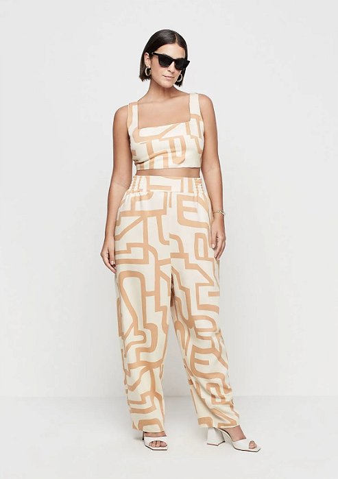 DZARM CALÇA  BAGGY CINTURA ALTA EM VISCOSE