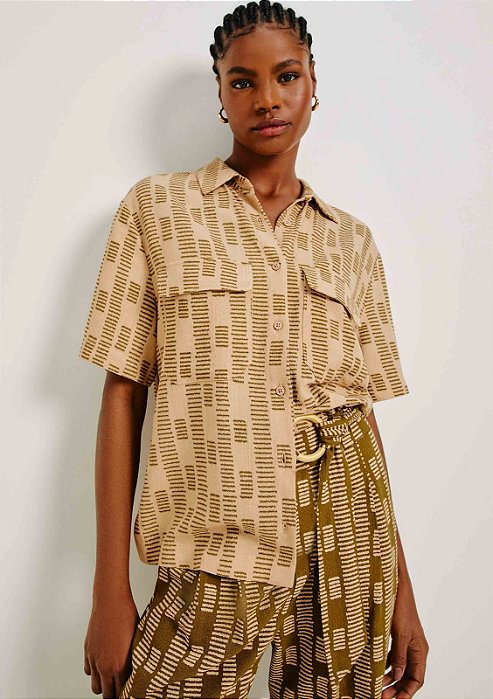 HERING CAMISA MANGA CURTA ESTAMPADA EM VISCOLINHO