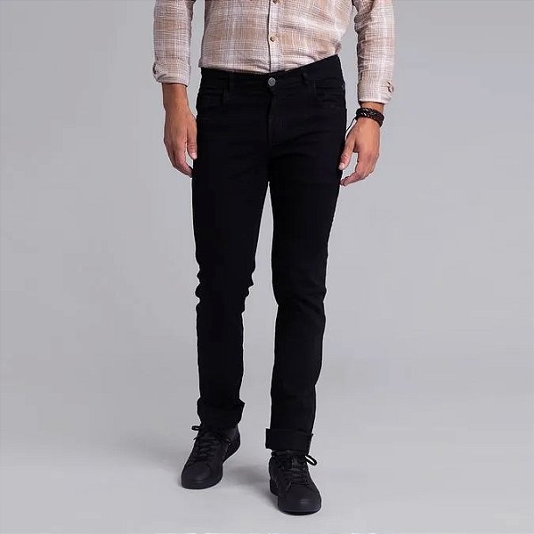 DOCTHOS CALÇA SLIM JEANS BLACK