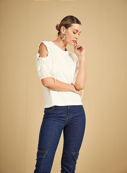 SOMMER CAMISETA COM ABERTURA MANGAS OFF SHELL
