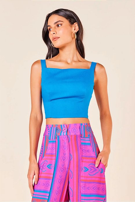 MYPLACE CROPPED LINHO 2 LACOS COSTAS -COBALTO