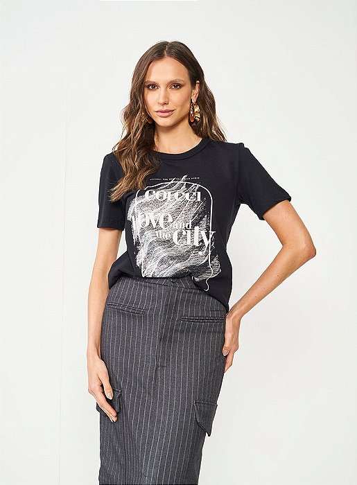 COLCCI CAMISETA ESTAMPADA PRETO
