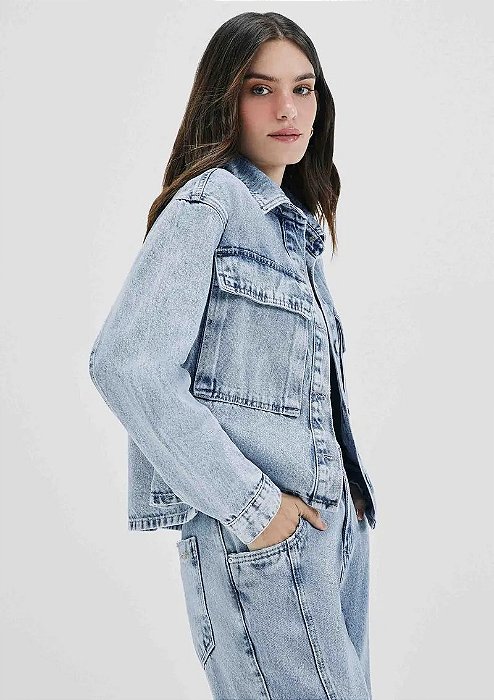 HERING CAMISA JEANS FEMININA MANGA LONGA HERING + NV - AZUL  Jeans Feminina Manga Longa Hering + Nv - Azul