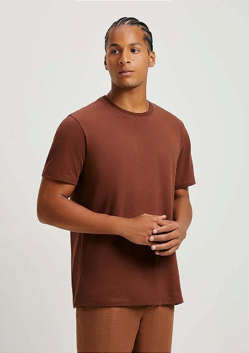 HERING CAMISETA BÁSICA UNISSEX MANGA CURTA WORLD - MARROM