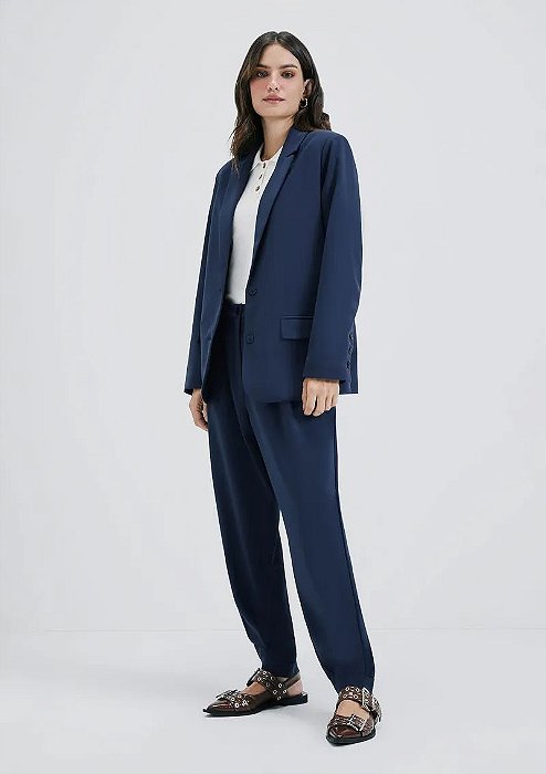 HERING BLAZER FEMININO OVERSIZED EM CREPE HERING + NV - AZUL