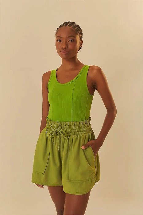 FARM SHORT BOLSO ELASTICO COS VERDE FIGUEIRA