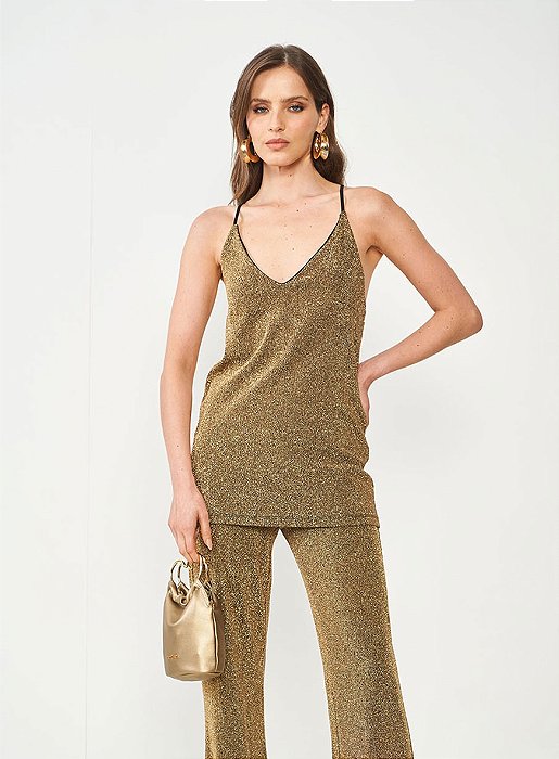 COLCCI BLUSA METALIZADA COM ALCINHAS