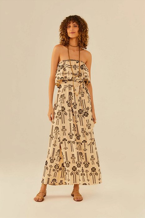 MARIA FILO VESTIDO LONGO BORDADO PONTO CRUZ