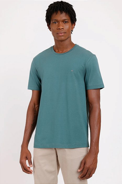 ARAMIS CAMISETA BÁSICA MALHA REGULAR VERDE ESMERALDA