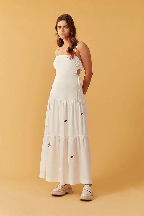 DRESS TO VESTIDO LINHO BORDADO ESTRELAS