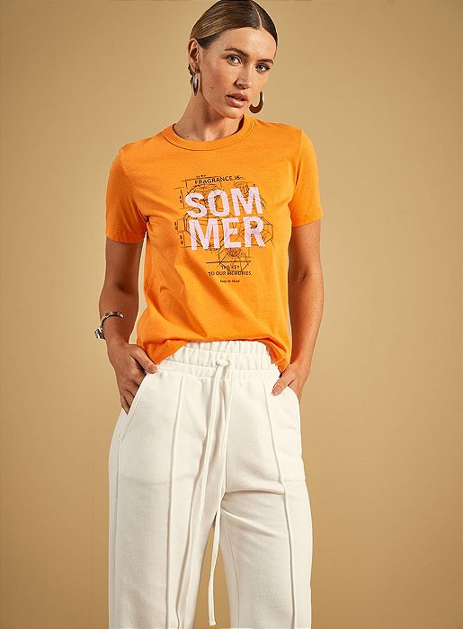 SOMMER CAMISETA RETA COM ESTAMPA LARANJA ALPER