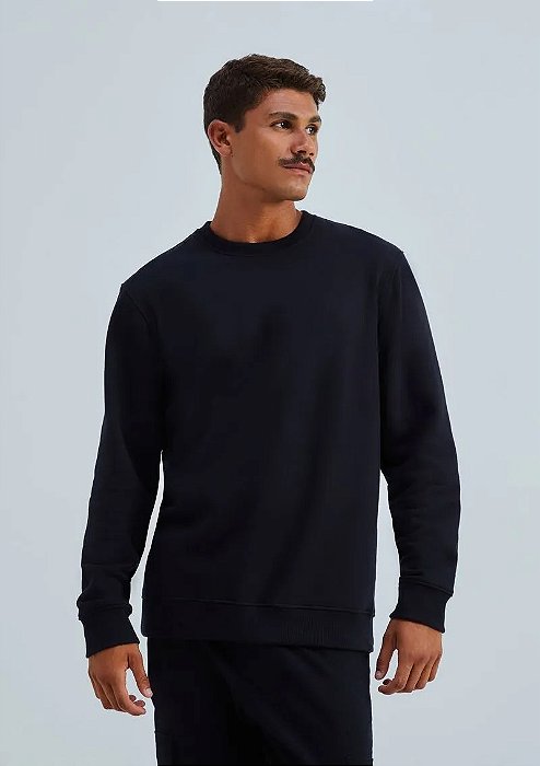 HERING BLUSÃO BÁSICO MASCULINO COMFORT EM MOLETOM PELUCIA - PRETO