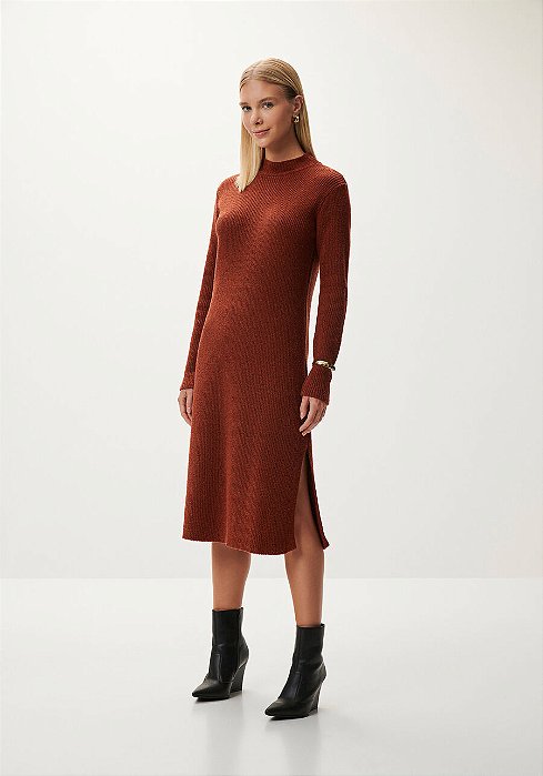LEZ A LEZ VESTIDO MIDI EM TRICÔ COM FENDA LATERAL