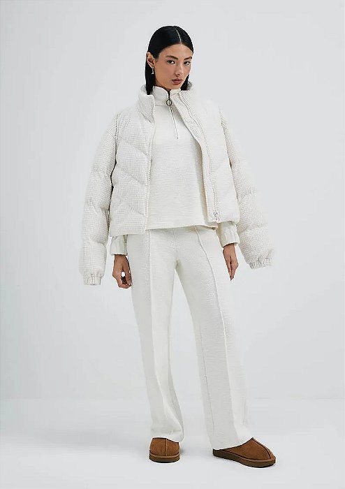 HERING CALÇA FEMININA SLIM EM MALHA BOUCLÊ - OFF WHITE