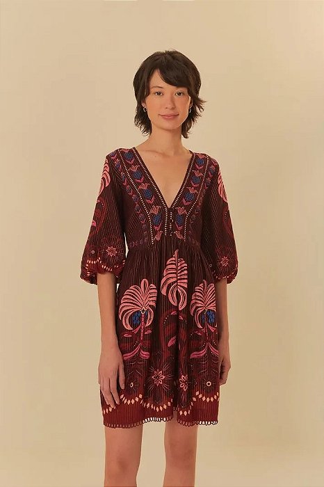 FARM VESTIDO CURTO ESTAMPADO  ESPLENDOR TROPICAL