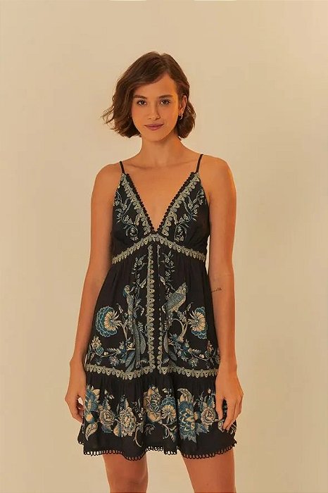FARM VESTIDO CURTO ESTAMPADO POUSO TROPICAL