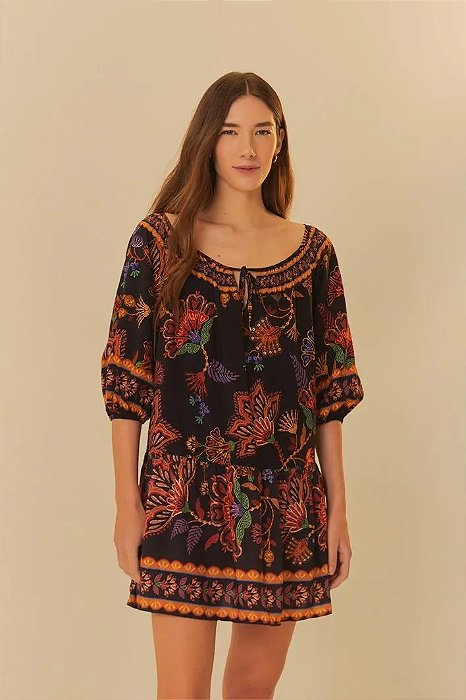 FARM VESTIDO CURTO ESTAMPADO FLORAL VALENTINA