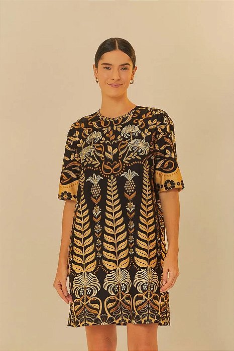 FARM VESTIDO T-SHIRT BÁSICO ESTAMPADO ESPLENDOR TROPICAL