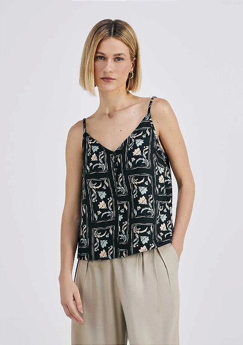 HERING REGATA FEMININO ESTAMPADA COM BOTÕES EM VISCOSE CREPONADA