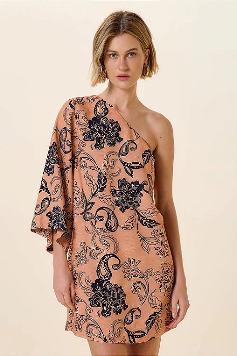 MYPLACE VESTIDO CURTO ESTAMPA FLORAL LATINO CAMEL