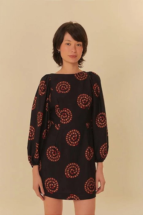 FARM VESTIDO CURTO ESTAMPADO COBRA CORAL POA