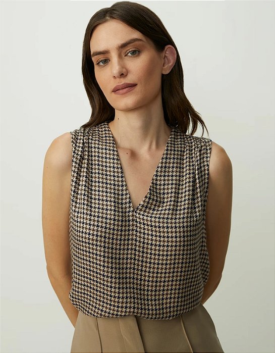 SHOULDER BLUSA PIED DE POULE