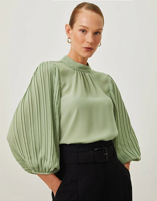 SHOULDER BLUSA AMPLA MANGA PLISSADA