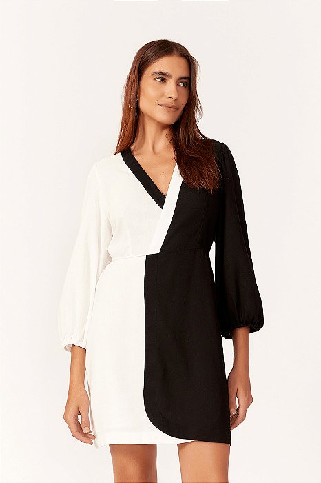 DRESS TO VESTIDO CURTO LINHO P&B