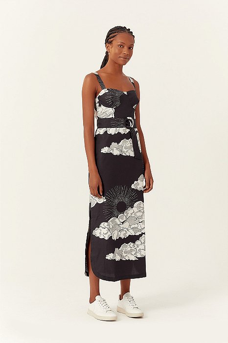 DRESS TO VESTIDO MIDI TRICOLINE ESTAMPA CÉU