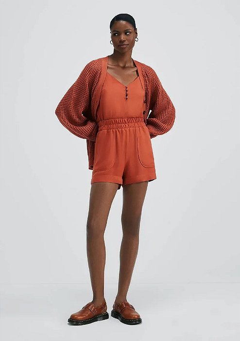 HERING SHORTS FEMININO EM VISCOSE CEPONADA - TERRACOTA