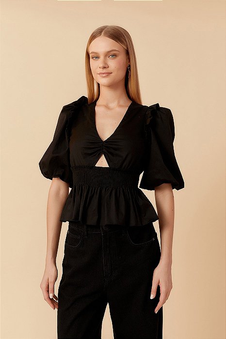DRESS TO BLUSA ALGODÃO MANGA BUFANTE