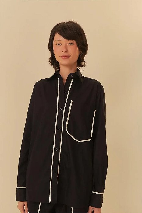 FARM CAMISA MANGA LONGA BICOLOR OFF WHITE