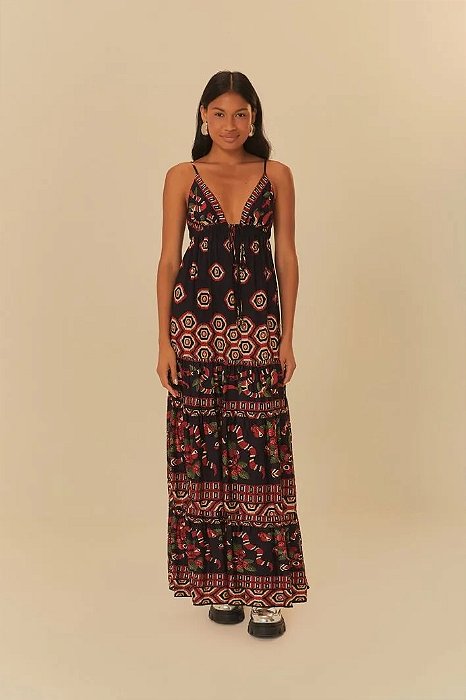 FARM VESTIDO CROPPED ESTAMPADO GUARANÁ CORAL