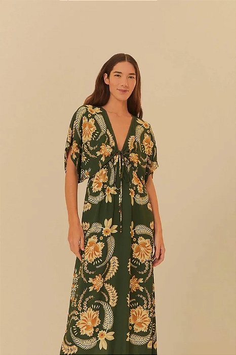 FARM VESTIDO CROPPED ESTAMPADO FLOR DE COQUEIRO