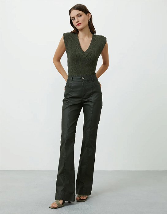SHOULDER CALÇA BOOT CUT RESINADA MILITAR