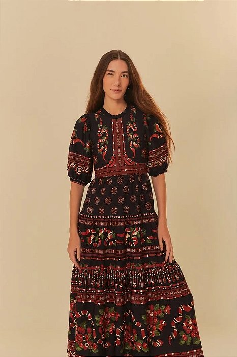 FARM VESTIDO MARIAS ESTAMPADO GUARANÁ CORAL
