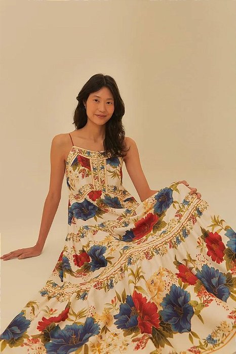 FARM VESTIDO LONGO ESTAMPADO FLORAL SOFIA