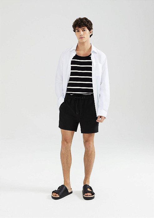 HERING SHORTS PRAIA MASCULINO COM CORDÃO -PRETO