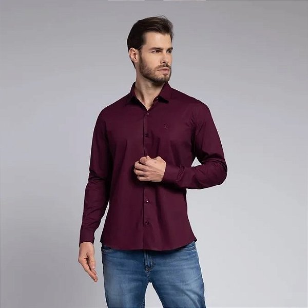 DOCTHOS CAMISA MANGA LONGA SLIM TRICOLINE C/ ELASTANO LISO