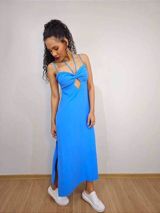 MYPLACE VESTIDO MIDI RECORTE BUSTO AZULEJO