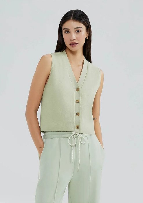 HERING COLETE FEMININO EM TRICÔ LEVE - VERDE
