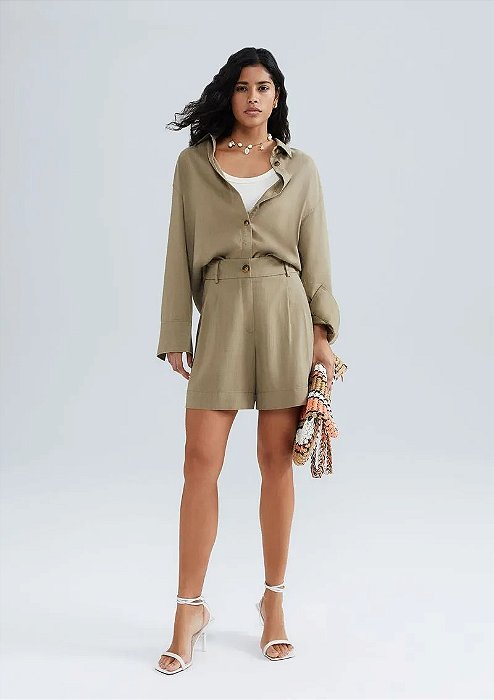HERING SHORTS FEMININO CINTURA ALTA ECO - MARROM